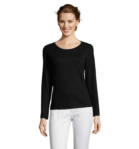 MAJESTIC DAMENT-SHIRT 150g - Deep Black bedrucken, Art.-Nr. S11425-DB-S