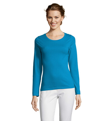 MAJESTIC DAMENT-SHIRT 150g - Aqua bedrucken, Art.-Nr. S11425-AQ-L MAJESTIC DAMENT-SHIRT 150g - Aqua bedrucken, Art.-Nr. S11425-AQ-L