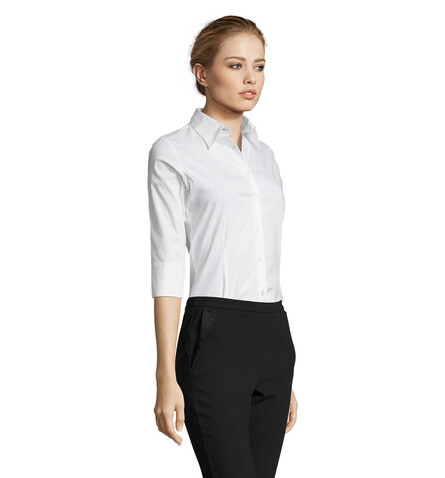 EFFECT STRETCH WOMEN SHIRT - White bedrucken, Art.-Nr. S17010-WH-L