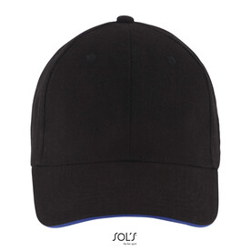 BUFFALO SIX PANEL CAP - Black/Royal bedrucken, Art.-Nr. S88100-JN-M