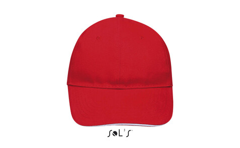 BUFFALO SIX PANEL CAP - Rot / Weiß bedrucken, Art.-Nr. S88100-RE-M BUFFALO SIX PANEL CAP - Rot / Weiß bedrucken, Art.-Nr. S88100-RE-M