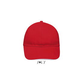 BUFFALO SIX PANEL CAP - Rot / Weiß bedrucken, Art.-Nr. S88100-RE-M