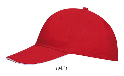 BUFFALO SIX PANEL CAP - Rot / Weiß bedrucken, Art.-Nr. S88100-RE-M BUFFALO SIX PANEL CAP - Rot / Weiß bedrucken, Art.-Nr. S88100-RE-M