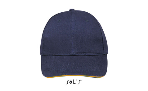 BUFFALO SIX PANEL CAP - Marineblau/Neonorange bedrucken, Art.-Nr. S88100-FO-M