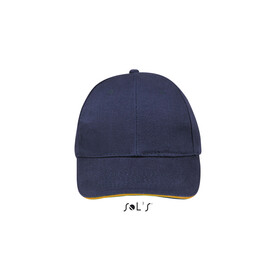 BUFFALO SIX PANEL CAP - Marineblau/Neonorange bedrucken, Art.-Nr. S88100-FO-M