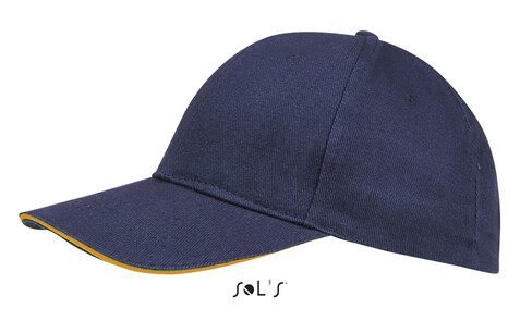 BUFFALO SIX PANEL CAP - Marineblau/Neonorange bedrucken, Art.-Nr. S88100-FO-M