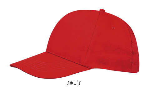 SUNNY FIVE PANEL CAP 180g - Red bedrucken, Art.-Nr. S88110-RD-M SUNNY FIVE PANEL CAP 180g - Red bedrucken, Art.-Nr. S88110-RD-M