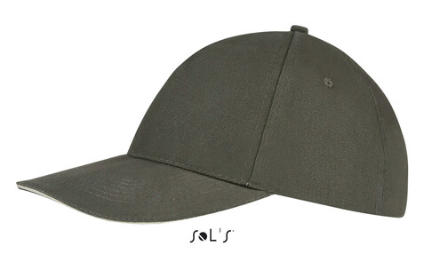 SUNNY FIVE PANEL CAP 180g - Army/Beige bedrucken, Art.-Nr. S88110-AE-M SUNNY FIVE PANEL CAP 180g - Army/Beige bedrucken, Art.-Nr. S88110-AE-M