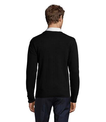 GALAXY MEN V-NECK SWEATER - Schwarz bedrucken, Art.-Nr. S90000-BK-XL