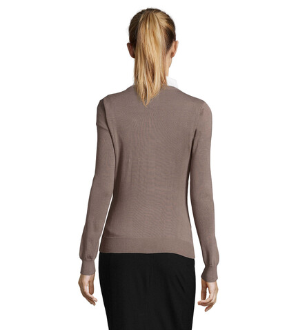 GALAXY WOMEN V-NECK SWEATER - Medium Grey bedrucken, Art.-Nr. S90010-EP-M