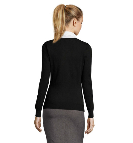 GALAXY WOMEN V-NECK SWEATER - Schwarz bedrucken, Art.-Nr. S90010-BK-S GALAXY WOMEN V-NECK SWEATER - Schwarz bedrucken, Art.-Nr. S90010-BK-S