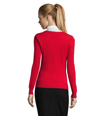 GALAXY WOMEN V-NECK SWEATER - Red bedrucken, Art.-Nr. S90010-RD-L