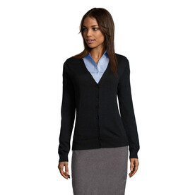 GOLDEN WOMEN V NECK CARDIGA - Schwarz bedrucken, Art.-Nr. S90012-BK-XXL