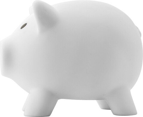 Sparschwein aus Kunststoff Roger – Weiß bedrucken, Art.-Nr. 002999999_1842 Sparschwein aus Kunststoff Roger – Weiß bedrucken, Art.-Nr. 002999999_1842