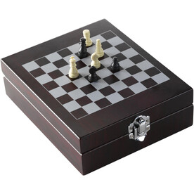Weinset Renée | Holzkiste | Schachbrettdeckel | 4 St. – Braun bedrucken, Art.-Nr. 011999999_6832