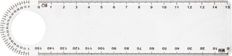 Lineal Ashlyn | Kunststoff | Transparent | Mit Winkelmesser und Lupe – Neutral bedrucken, Art.-Nr. 021999999_7284