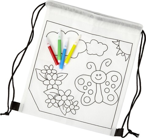 Rucksack Santino | Vliesstoff | Kordelzug | 2,5 l – Weiß bedrucken, Art.-Nr. 002999999_7909