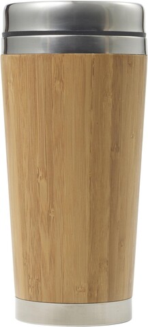 Reisebecher Sabine | Bambus und Edelstahl | 400 ml – Braun bedrucken, Art.-Nr. 011999999_8947