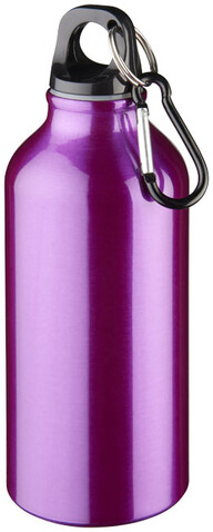 Oregon 400 ml Aluminium Trinkflasche mit Karabinerhaken, lila bedrucken, Art.-Nr. 10000211