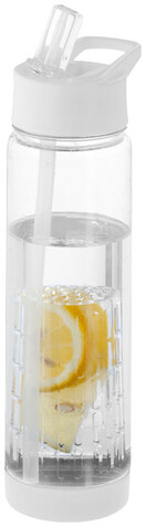 Tutti frutti 740 ml Tritan™ Sportflasche mit Infuser, transparent, weiss bedrucken, Art.-Nr. 10031401