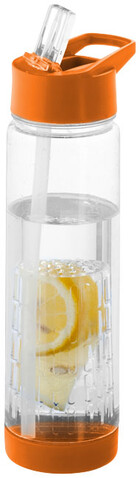 Tutti frutti 740 ml Tritan™ Sportflasche mit Infuser, transparent, orange bedrucken, Art.-Nr. 10031406