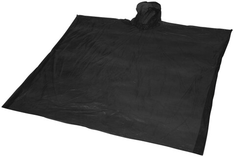 Ziva Einweg Regenponcho mit Hülle, schwarz bedrucken, Art.-Nr. 10042900