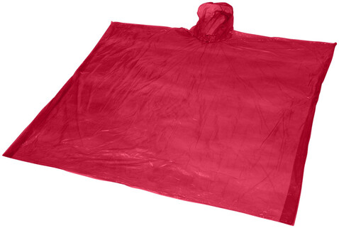 Ziva Einweg Regenponcho mit Hülle, rot bedrucken, Art.-Nr. 10042902