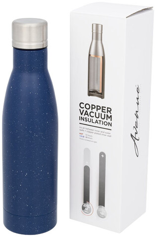 Vasa Kupfer-Vakuum Isolierflasche, gesprenkelt, 500 ml, blau bedrucken, Art.-Nr. 10051802