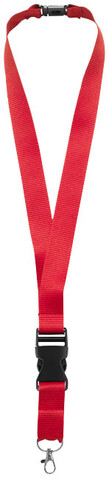 Yogi Lanyard mit Sicherheitsverschluss, rot bedrucken, Art.-Nr. 10213000
