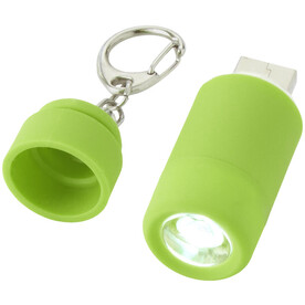 Avior wiederaufladbares LED-USB-Schlüssellicht, Lindgrün bedrucken, Art.-Nr. 10413802