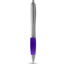 Nash Kugelschreiber silbern mit farbigem Griff, lila, silber bedrucken, Art.-Nr. 10635502