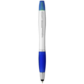 Nash Stylus Kugelschreiber und Marker (schwarze Mine), silber, royalblau bedrucken, Art.-Nr. 10658101