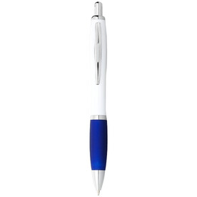 Nash Kugelschreiber weiß mit farbigem Griff, weiss, royalblau bedrucken, Art.-Nr. 10690000