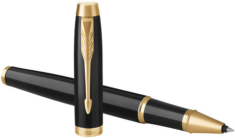 Parker IM Tintenroller (schwarze Mine), schwarz, gold bedrucken, Art.-Nr. 10702301