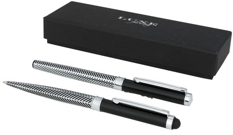 Empire Duo Stift Geschenkset (schwarze Mine), silber, schwarz bedrucken, Art.-Nr. 10712900