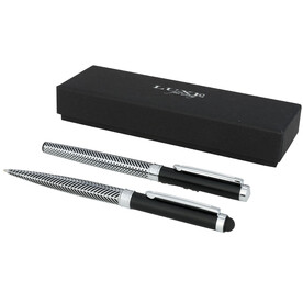 Empire Duo Stift Geschenkset (schwarze Mine), silber, schwarz bedrucken, Art.-Nr. 10712900