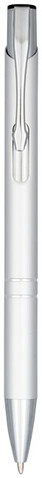 Moneta Druckkugelschreiber aus eloxierterm Aluminium (blaue Mine), silber bedrucken, Art.-Nr. 10716302