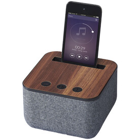 Shae Stoff und Holz Bluetooth® Lautsprecher, dunkelbraun bedrucken, Art.-Nr. 10831300