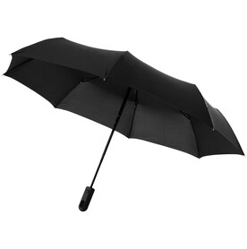 Trav 21,5&amp;quot; Vollautomatik Kompaktregenschirm, schwarz bedrucken, Art.-Nr. 10906400