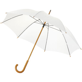 Jova 23&amp;quot; Regenschirm mit Holzstange und -griff, weiss bedrucken, Art.-Nr. 10906800