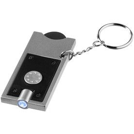 Allegro LED-Schlüssellicht mit Münzhalter, schwarz, silber bedrucken, Art.-Nr. 11809600