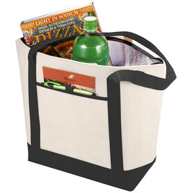 Lighthouse Non Woven Kühltasche 21L, natural, schwarz bedrucken, Art.-Nr. 12008500