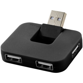 Gaia USB Hub mit 4 Anschlüssen, schwarz bedrucken, Art.-Nr. 12359800
