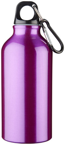 Oregon 400 ml Aluminium Trinkflasche mit Karabinerhaken, lila bedrucken, Art.-Nr. 10000211