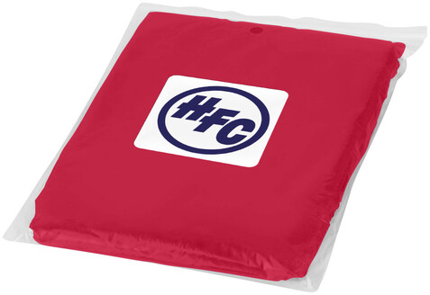 Ziva Einweg Regenponcho mit Hülle, rot bedrucken, Art.-Nr. 10042902