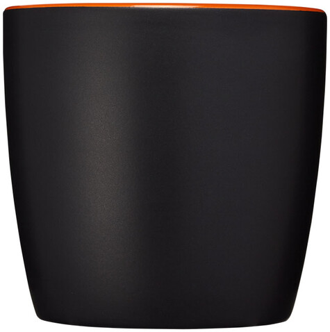 Riviera 340 ml Keramikbecher, schwarz, orange bedrucken, Art.-Nr. 10047603