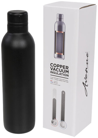 Thor 510 ml Kupfer-Vakuum Isolierflasche, schwarz bedrucken, Art.-Nr. 10054900