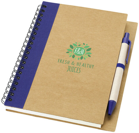 Priestly A6 Recycling Notizbuch mit Stift, natur, navy bedrucken, Art.-Nr. 10626802