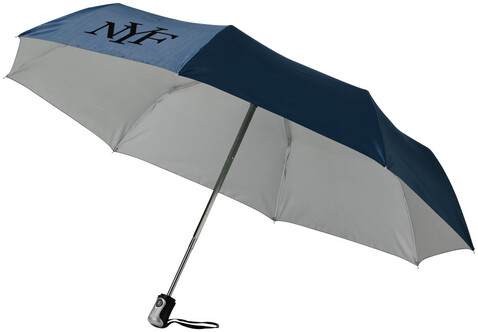 Alex 21,5&quot; Vollautomatik Kompaktregenschirm, navy, silber bedrucken, Art.-Nr. 10901606