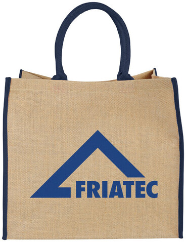 Harry farbige Jute Tragetasche 25L, natur, navy bedrucken, Art.-Nr. 12018202